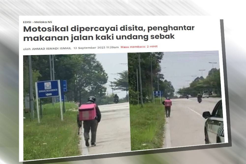 Video tular memaparkan seorang penghantar makanan berjalan kaki selepas dipercayai motosikalnya disita JPJ.