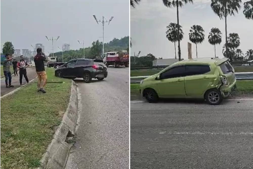 Antara kereta yang terlibat kemalangan di susur menghala ke Jalan Persiaran Timur, Putrajaya pada Selasa.