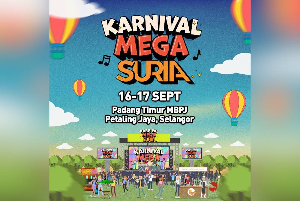 Suria FM mengadakan Karnival Mega Suria yang bakal diadakan pada 16 September dan 17 September ini di Padang Timur MBPJ, Petaling Jaya, Selangor.