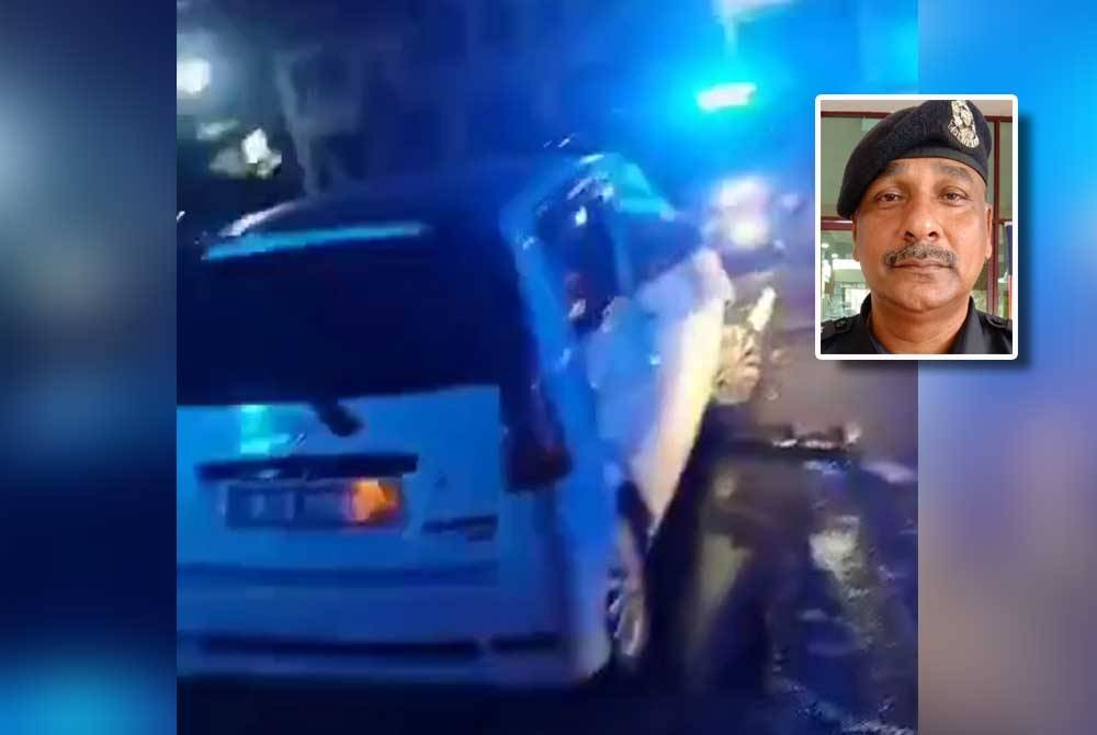 Kereta dipandu suspek terbabas melanggar pembahagi jalan di Jalan Meru, Klang pada Khamis. Gambar kecil: Vijaya Rao