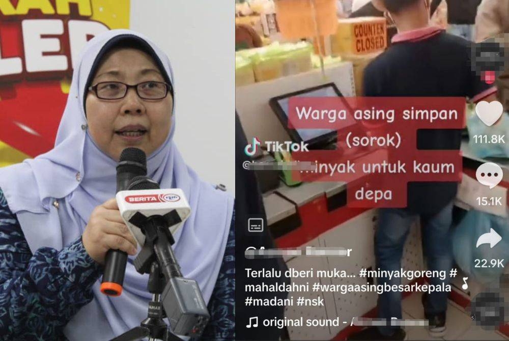 Fuziah. Gambar kanan: Video tular di media sosial pada Khamis.