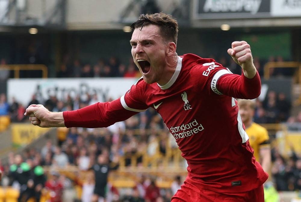 Robertson meledak gol kedua Liverpool di penghujung separuh masa kedua. - Foto AFP