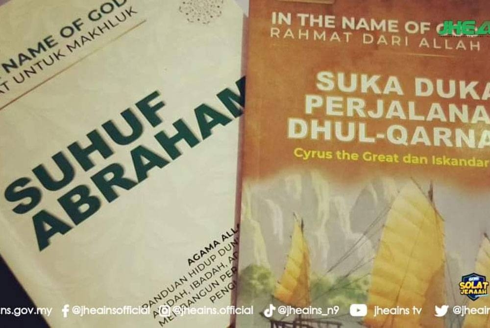 JHEAINS arah lapor, serah buku Suhuf Abraham dan Suka Duka Perjalanan Dhul-Qarnain selepas disyaki meragukan. - Foto: JHEAINS