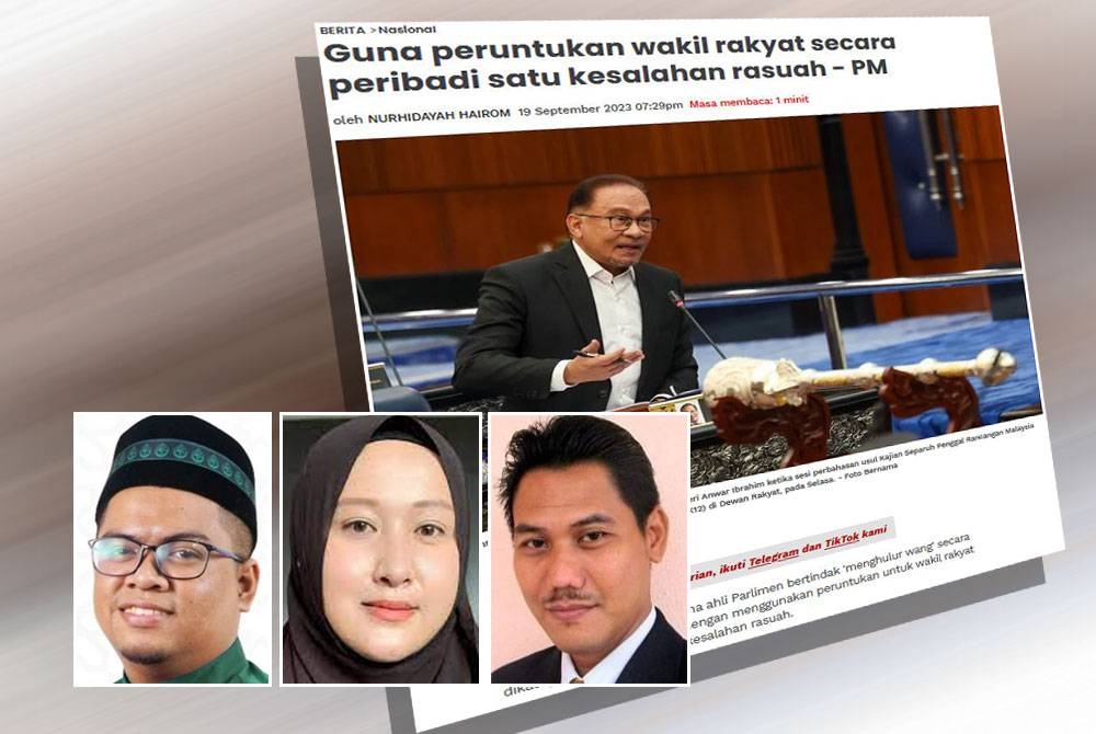 Laporan Sinar Harian pada Selasa lalu. Gambar kecil dari kiri: Zairudin, Wan Azliana, Helmi