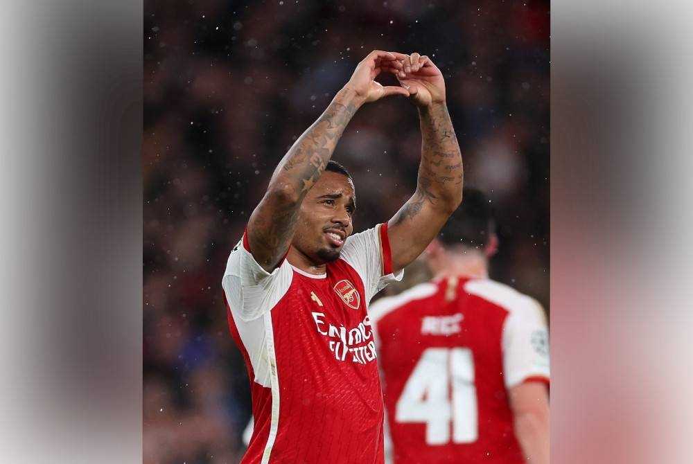 Jesus antara mesin gol Arsenal ketika menjinakkan PSV di Emirates pada Khamis. - Foto Agensi