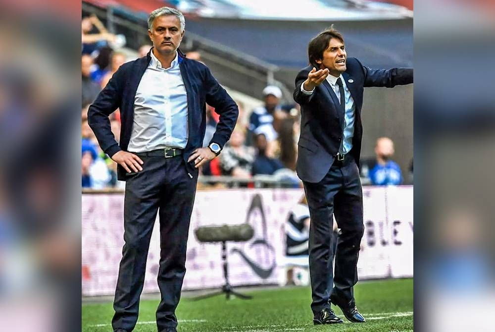 Mourinho (kiri) dan Conte antara pengendali yang pernah bersama Tottenham Hotspur.