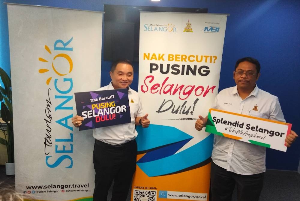 Suee Lim dan Azrul (kanan) pada sesi bertemu media dan townhall kakitangan Tourism Selangor di Bangunan Darul Ehsan, Seksyen 14 di sini pada Jumaat.