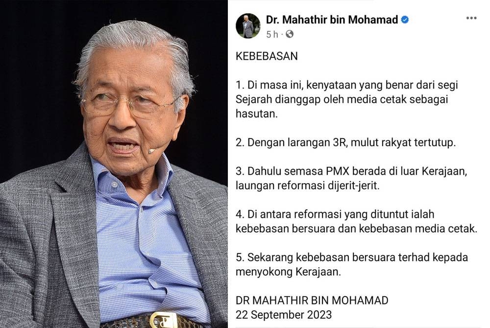 Hantaran Dr Mahathir di Facebook beliau pada Jumaat.