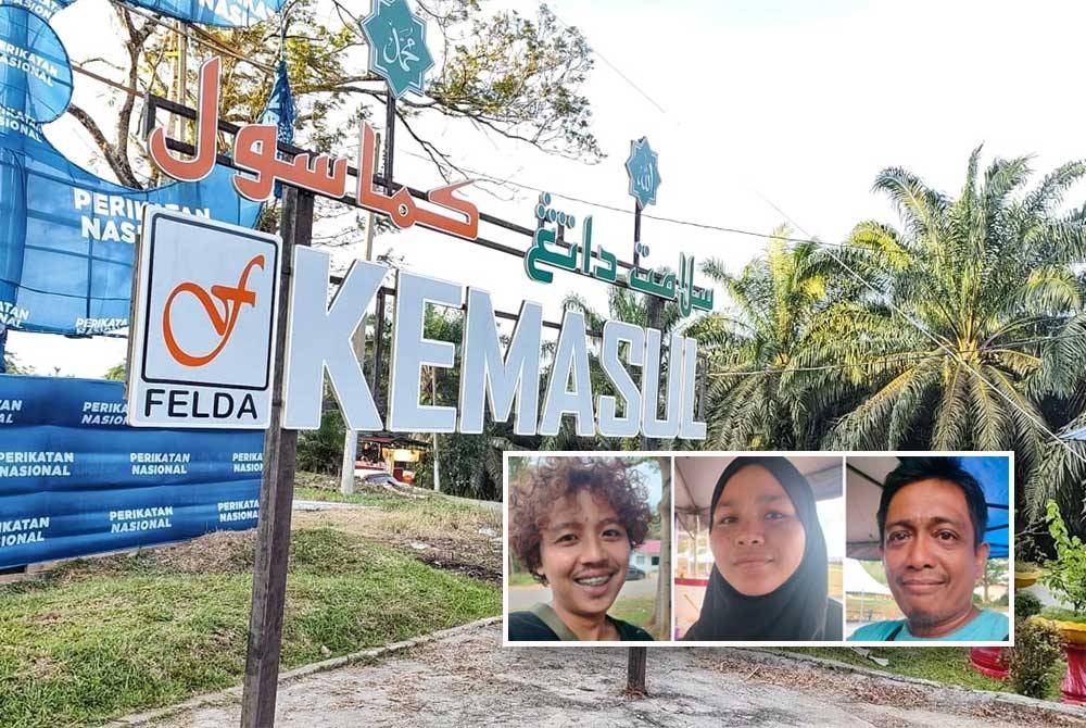 Penduduk di Felda Kemasul mahu kemudahan asas diperbanyakkan bagi memberi keselesaan dan manfaat kepada penduduk di tanah rancangan tersebut. Gambar kecil dari kiri: Mohd Adib, Mimi, Samsul Anuar