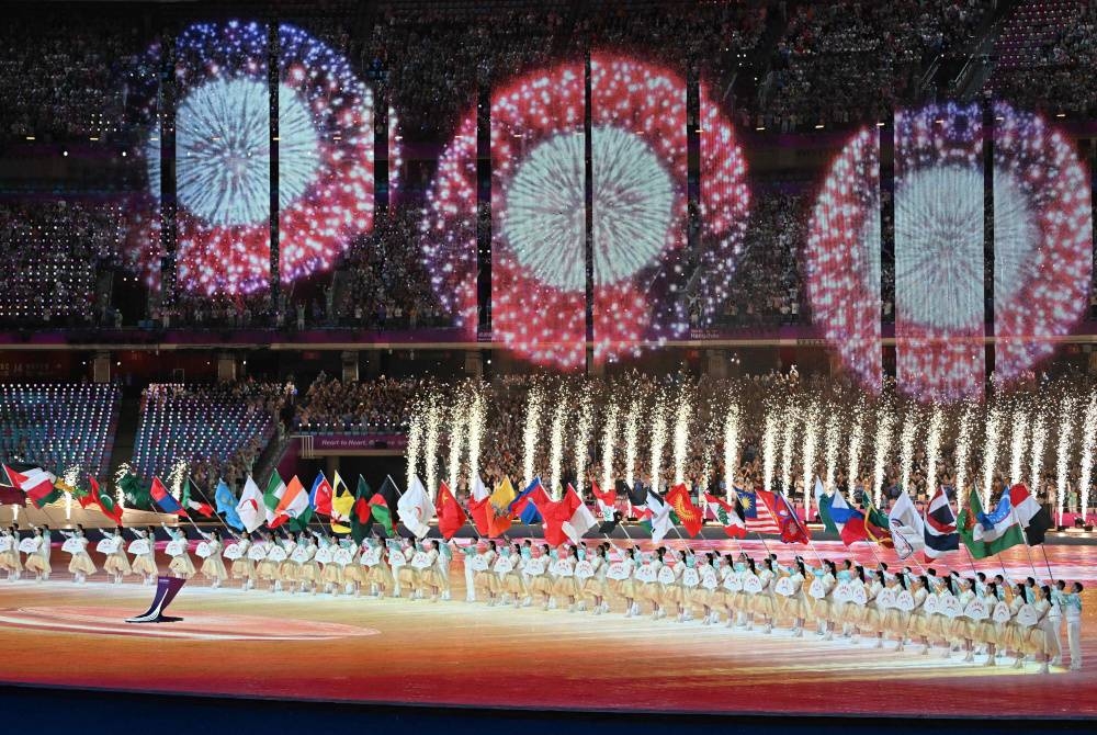 Upacara pembukaan Sukan Asia ke-19 di Stadium Pusat Sukan Olimpik Hangzhou pada Sabtu. - Foto AFP