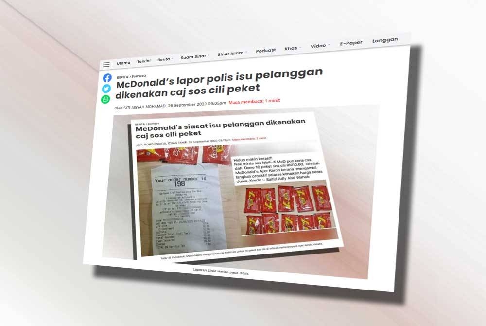 Laporan Sinar Harian pada Selasa.