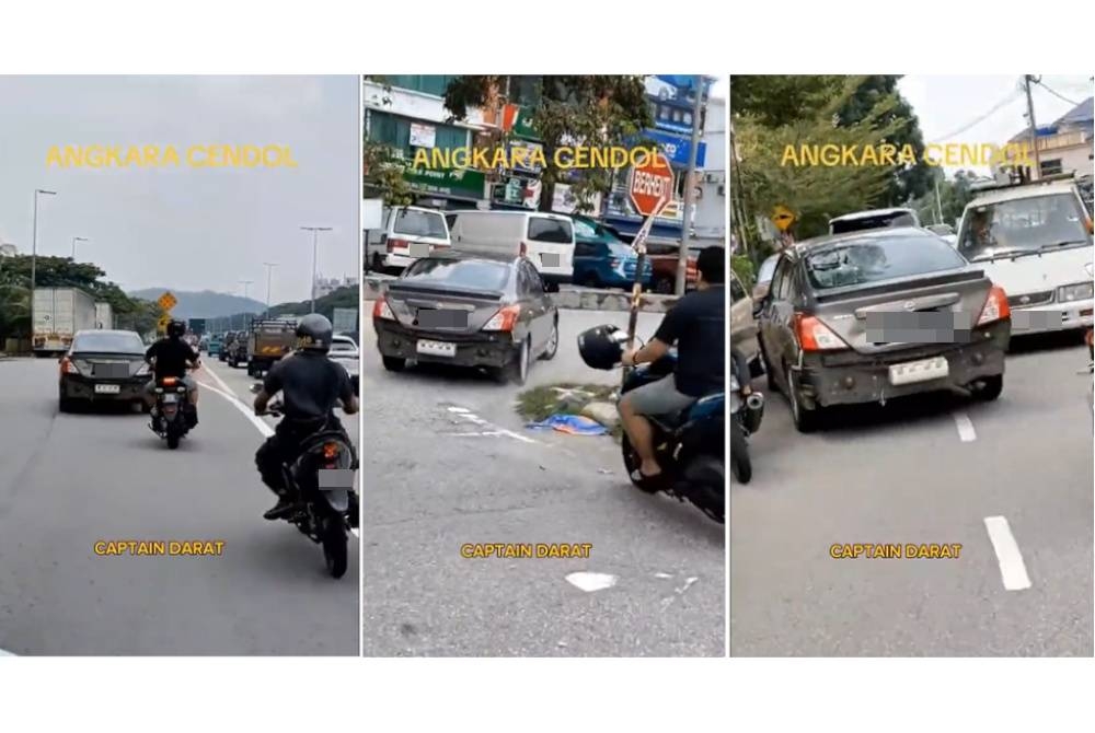 Video tular yang memaparkan sebuah kereta dikejar oleh sekumpulan penunggang motosikal.