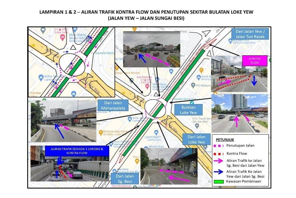 Lencongan trafik sepanjang penutupan jalan terlibat bagi kerja pelebaran Jalan Yew.