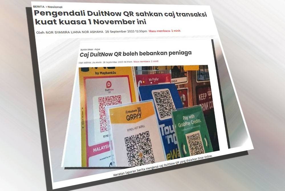 PayNet, pengendali DuitNow QR pada Khamis mengesahkan akan mengenakan caj transaksi kepada pengguna aplikasi tersebut berkuat kuasa 1 November depan.