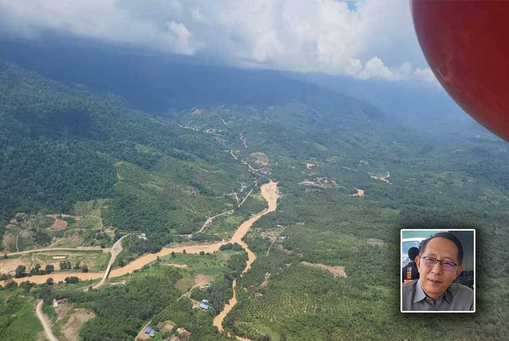 Pemandangan dari udara keadaan bentuk muka bumi di Pensiangan. (Gambar kecil: Abdul Ghani)