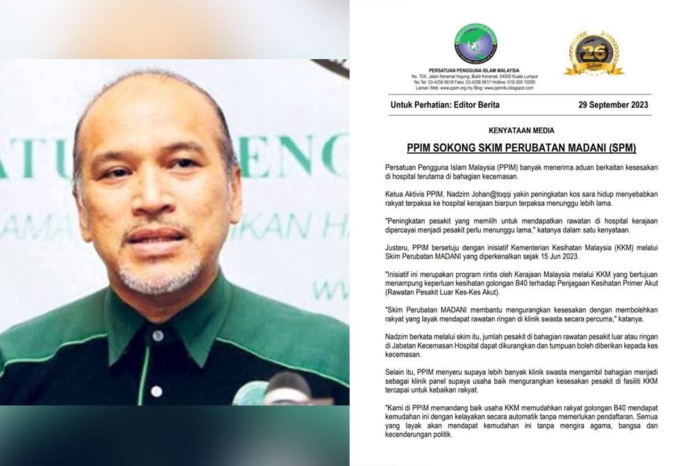 Tangkap layar kenyataan Persatuan Pengguna Islam Malaysia (PPIM) pada Jumaat. Nadzim (kiri).