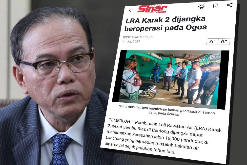 Laporan Sinar Harian berhubung perkembangan projek LRA Karak 2 yang disiarkan Julai lalu.