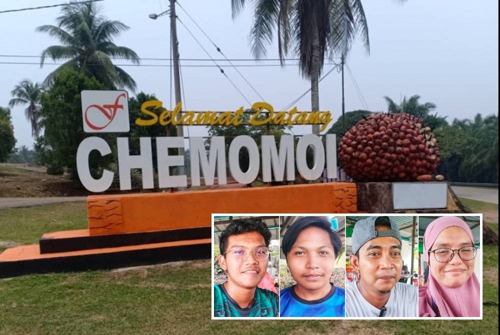 Penduduk Felda Chemomoi mahu kerajaan segerakan capaian rangkaian 5G dan kemudahan lampu jalan di kawasan berkenaan. (Gambar kecil: Mohd Khairil (kiri), Afiq Danish, Mohd Syaiful, Wan Isniza)