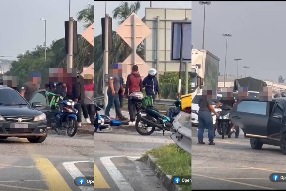 Tular insiden seorang lelaki menyerang penunggang motosikal di persimpangan lampu isyarat Jalan Langat - Klang pada Ahad.