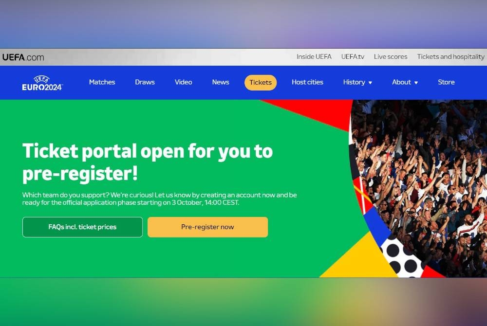 Tiket hanya boleh dibeli melalui portal badan induk Eropah UEFA dan secara digital.