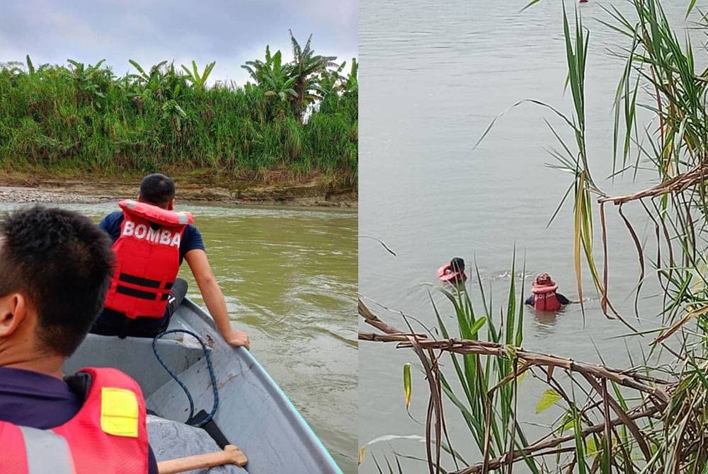 Operasi SAR mangsa kedua diteruskan oleh pasukan bomba bersama agensi lain dan penduduk kampung di Sungai Pagalan, Keningau.