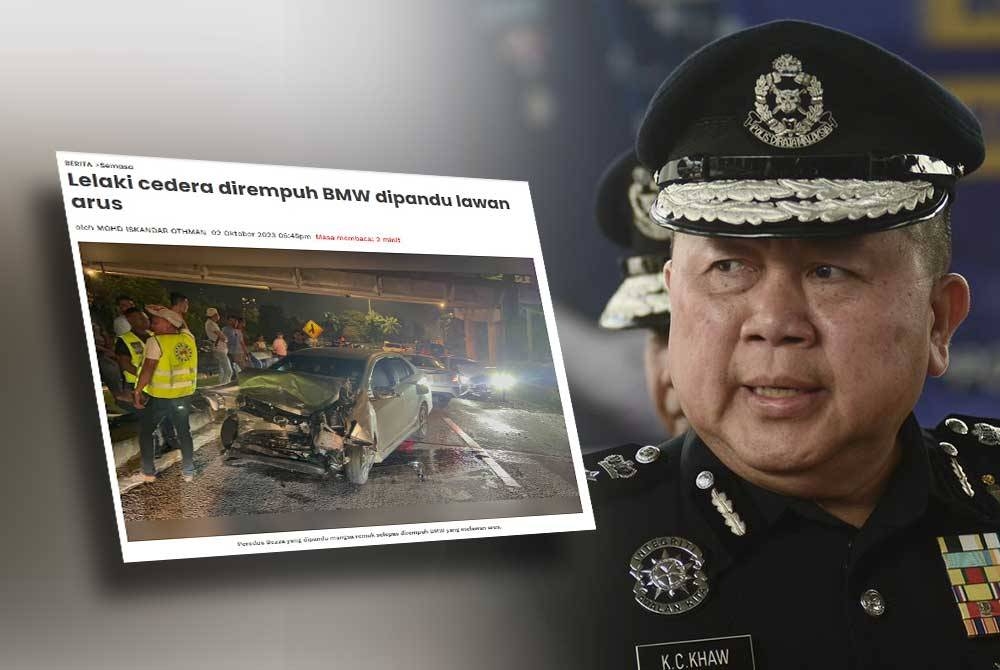 Laporan Sinar Harian pada Isnin. Gambar kanan: Khaw Kok Chin