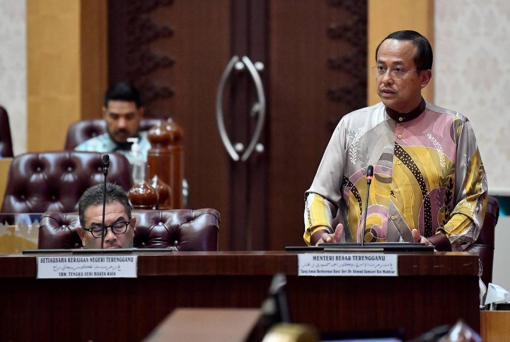 Ahmad Samsuri ketika ucapan penggulungan persidangan DUN Terengganu pada Rabu. - Foto kerajaan negeri Terengganu