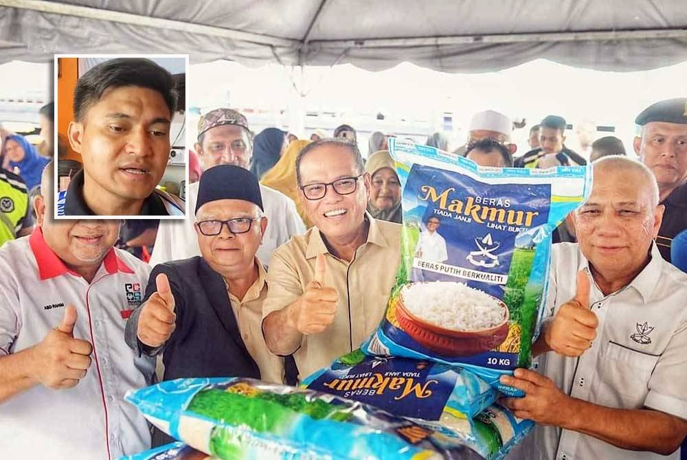 Program Beras Makmur buang dilancarkan di Pelangai oleh Wan Rosdy (dua dari kanan) dan akan diperluaskan ke seluruh Pahang secara berperingkat selepas ini. Gambar kecil: Mohd Kamil