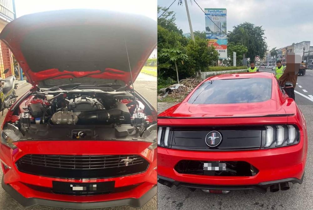 Ford Mustang yang disita Jabatan Pengangkutan Jalan Selangor di Jalan Kapar pada Jumaat.