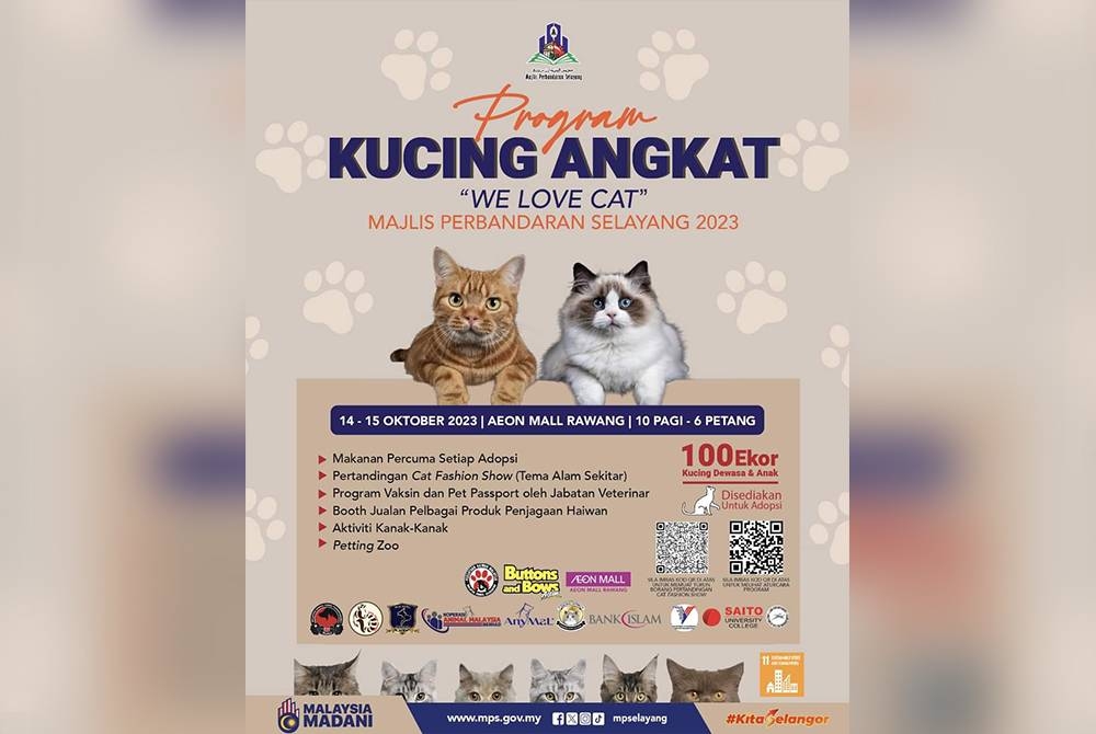 Program merupakan inisiatif MPS meningkatkan kesedaran masyarakat untuk memelihara kucing jalanan.