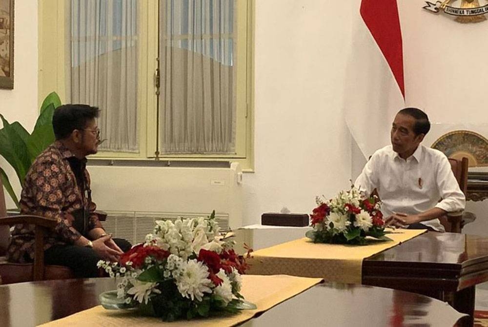 Syahrul (kiri) mengadakan pertemuan secara tertutup dengan Jokowi di Istana Presiden, Jakarta. - Foto Agensi