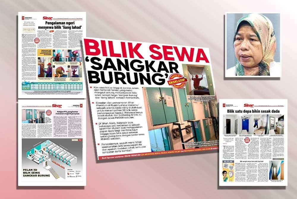 Pendedahan wartawan Sinar Premium berhubung bilik sewa &#039;sangkar burung&#039; yang disiarkan Sinar Harian pada Selasa. (Gambar kecil: Zuraida)