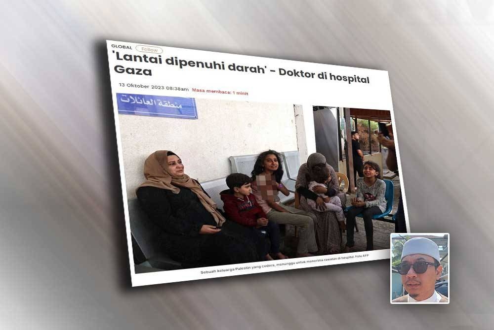 Doktor di Hospital Al-Shifa berkongsi situasi yang semakin genting di Gaza dengan memberitahu tiada katil untuk pesakit yang cedera dan keluarga pesakit yang terluka hanya mampu terbaring di lantai di hospital. (Gambar kecil: Dr Muhammad Khalil)