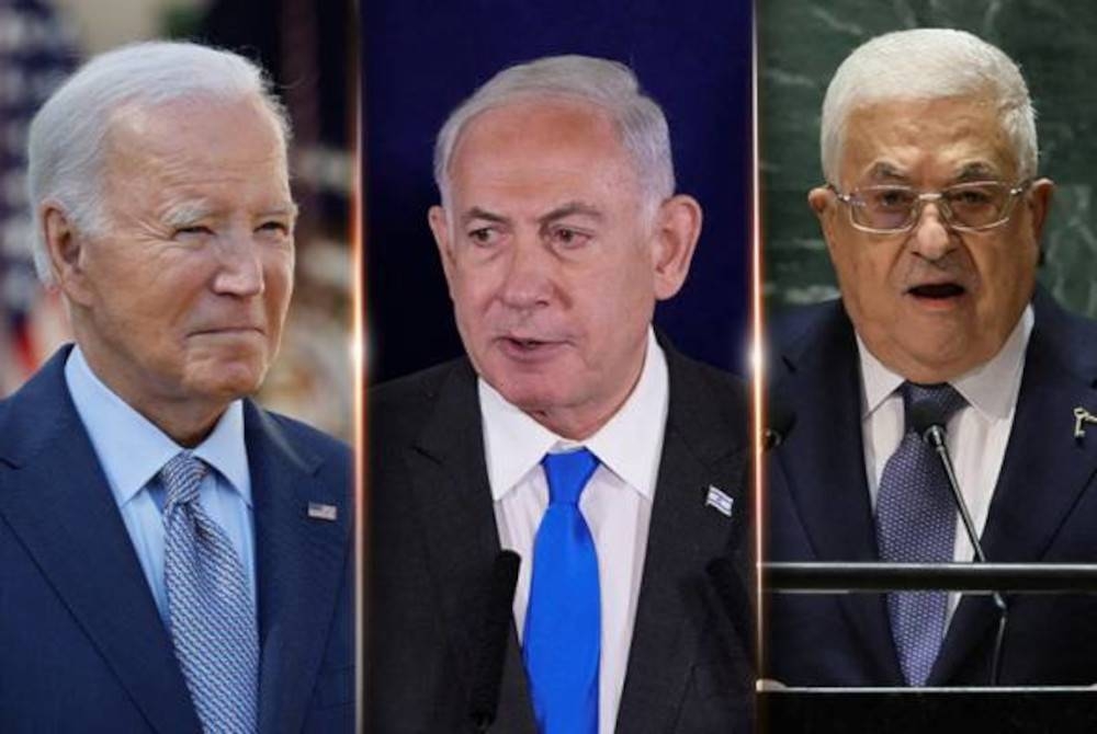 Presiden Joe Biden (kiri) menghubungi Perdana Menteri Israel, Benjamin Netanyahu (tengah) menjelaskan sokongan AS pada Israel serta menelefon Presiden Mahmoud Abbas mengutuk 'serangan' Hamas ke atas Israel. - Foto Awani