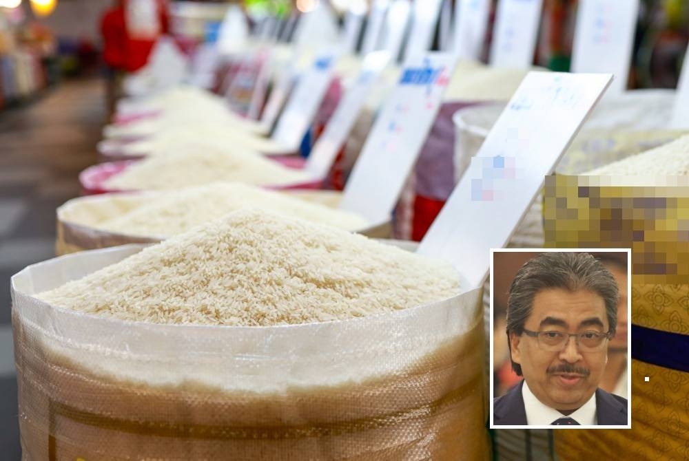 Kerajaan dicadangkan mengapungkan harga beras putih tempatan iaitu tidak menyekatnya dengan harga siling RM2.60 setiap kg. Gambar kecil: Johari