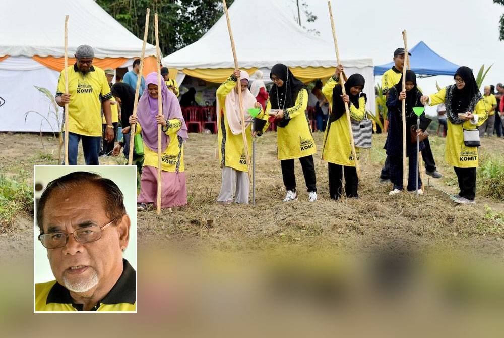 Sebahagian peserta yang menghadiri Majlis Perasmian KOMIT dan Pelancaran Tanaman Padi Darat Sara Diri Bersama Yayasan Amal Malaysia di Marang, Terengganu. (Gambar kecil: Hussin)