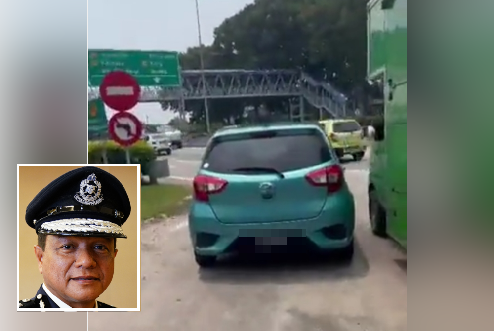 Kejadian yang tular di media sosial X memaparkan seorang penunggang motosikal mengejar Perodua Myvi yang didakwa tidak bayar makanan. Gambar kecil: Mohd Zaid