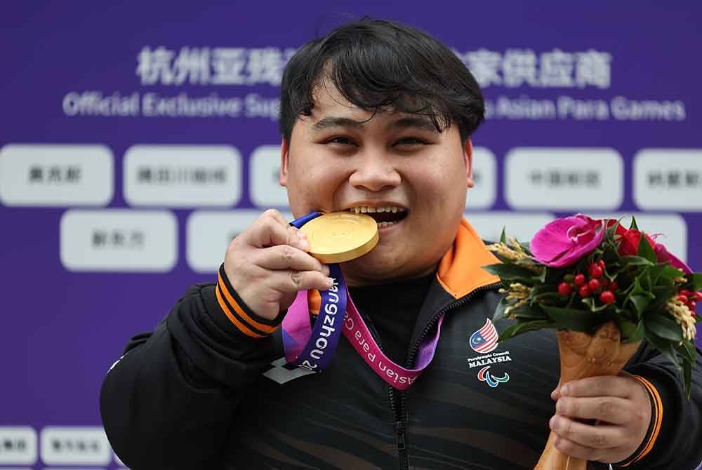 Bonnie menyumbang emas kelima buat Malaysia pada Sukan Para Asia 2022 di Gimnasium Xiaoshan, pada Rabu. - Foto Bernama