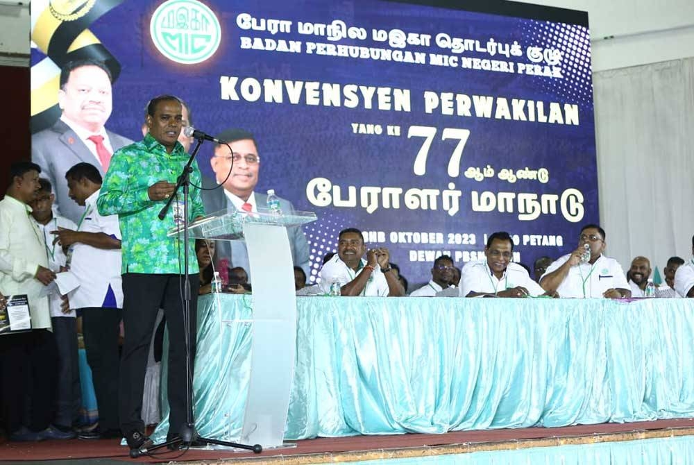 Saravanan ketika berucap pada Konvensyen MIC Perak ke-77 di Ipoh pada Sabtu.