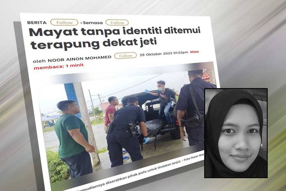 Laporan Sinar Harian dan gambar mangsa yang dikongsi di media sosial memaklumkan kehilangannya sejak Khamis lalu. Gambar kecil: Norasma Diana