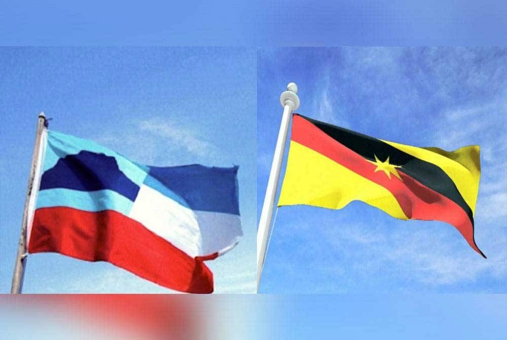 Bendera Sabah (kiri) dan Sarawak