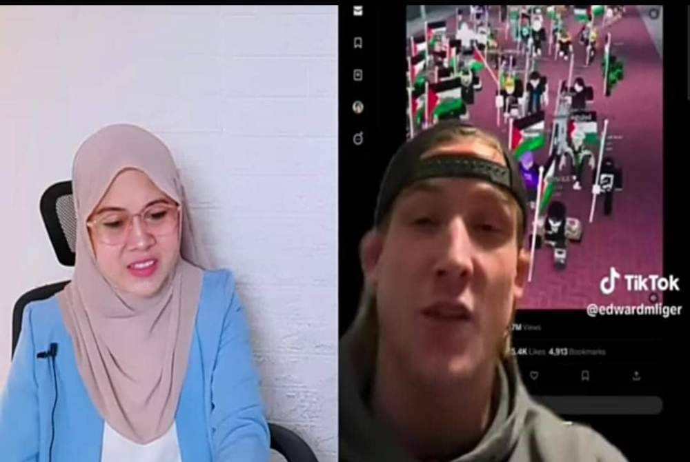 Ys Rizqiyyah (kiri) memberi reaksi terhadap penularan video Roblox pro-Palestin oleh remaja dan kanak-kanak Malaysia.