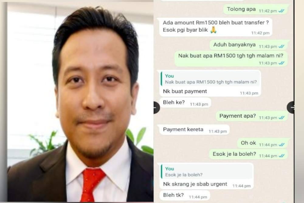 
Mohd Najwan kongsi taktik penipuan guna nama ADUN melalui WhatsApp. 