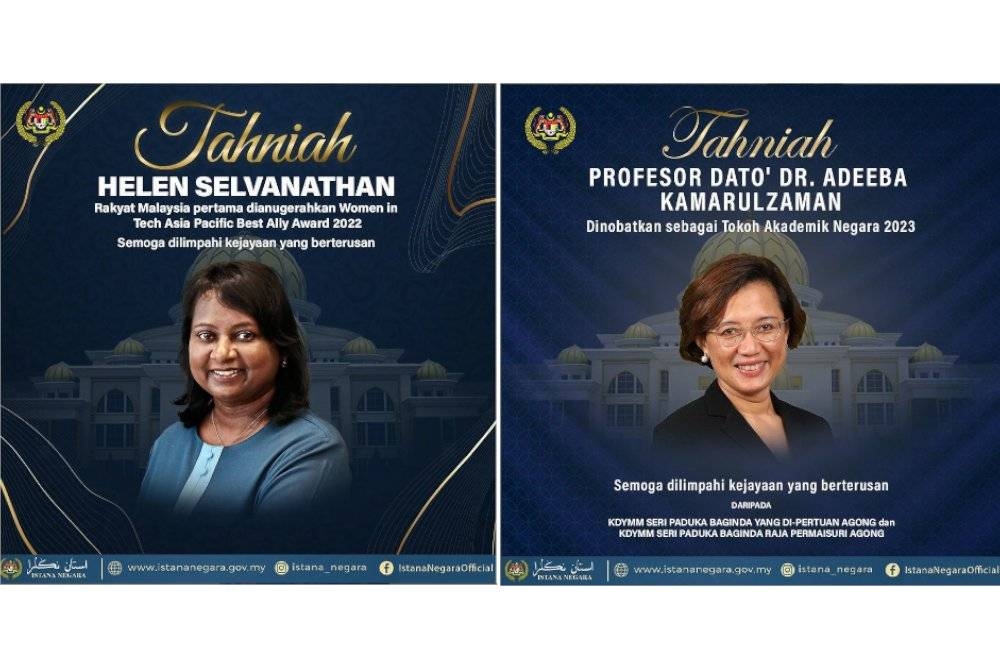 Al-Sultan Abdullah menzahirkan ucapan tahniah kepada Dr Adeeba, Helen Selvanathan. - Foto Instagram Istana Negara