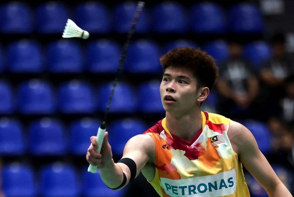 Jun Hao ketika menentang Kuan Lin pada Kejohanan Masters KL Super 100 2023 di Stadium Titiwangsa pada Jumaat. - Foto Bernama