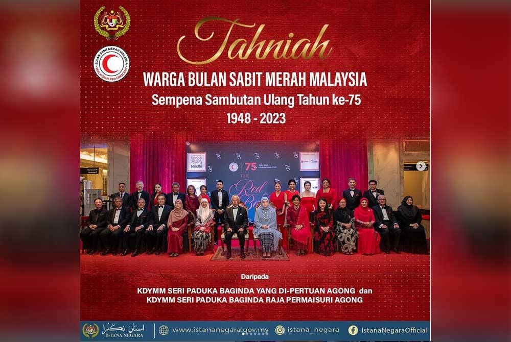 Tangkap layar ucapan tahniah di lnstagram Istana Negara pada Isnin