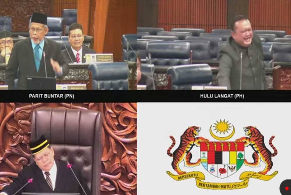 Mohd Sany (atas, kanan) dan Mohd Misbahul Munir (atas, kiri) ketika sesi perbahasan di Dewan Rakyat.