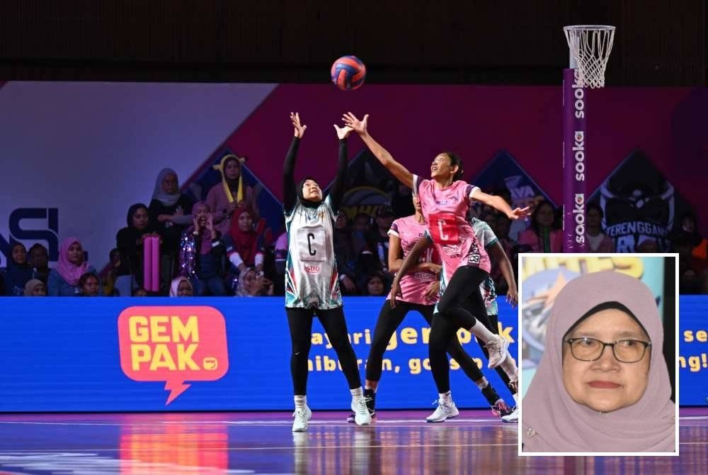 Aksi pemain Jewels, Nurfariha Abdul Razak (kanan) ketika menentang Wildcats dalam perlawanan akhir NSL 2023 di Bukit Kiara pada Ahad. - Foto Facebook NSL (Gambar kecil: Alwiyah)