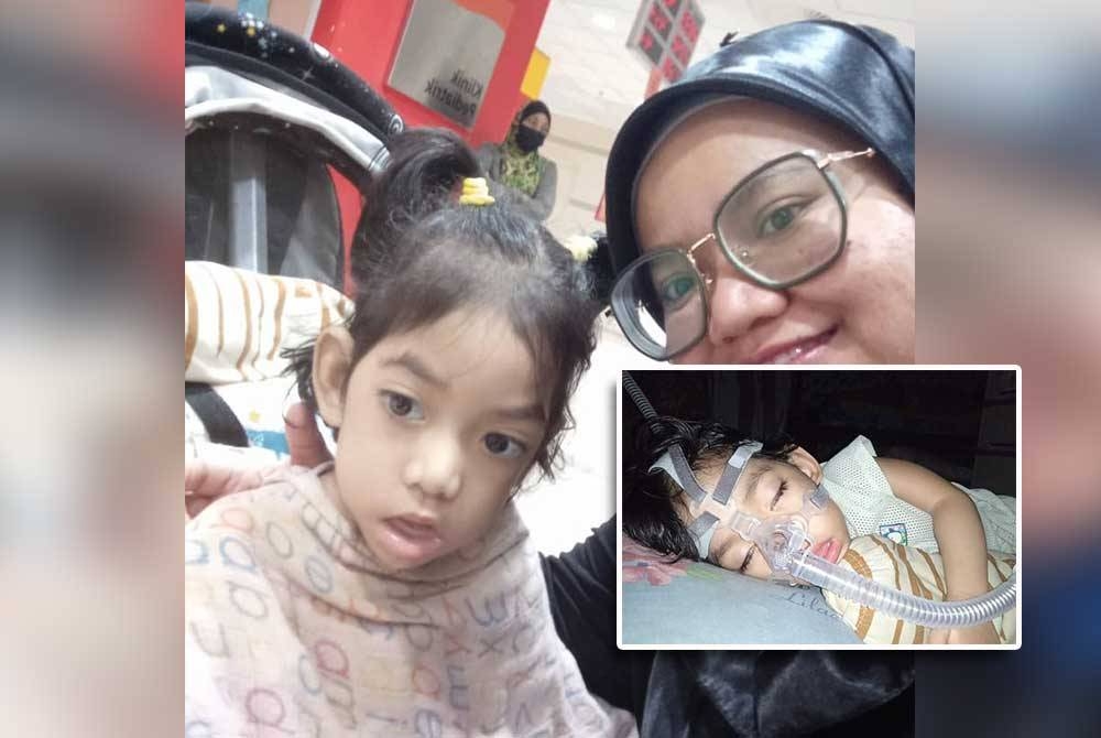 Nurul Ain berharap Aurora akan pulang ke rumah dengan alat bantuan pernafasan yang amat diperlukan. Gambar kecil: Aurora