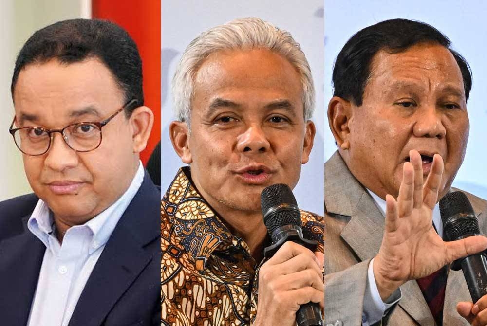 Dari kiri: Anies Baswedan, Ganjar Pranowo dan Prabowo Subianto